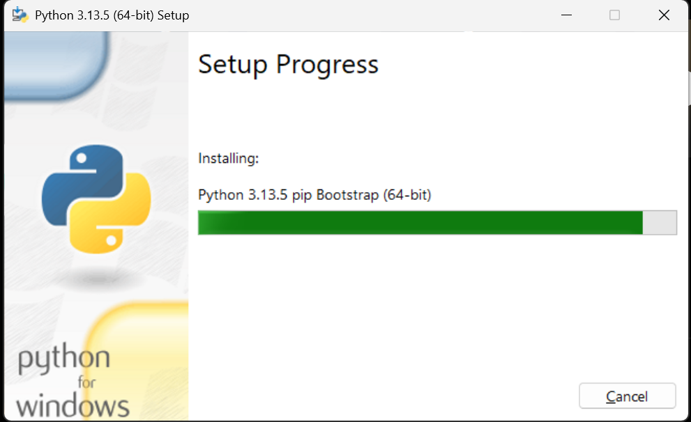 progres instalasi python